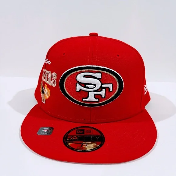 SF 49ERS RED Fitted Hat with THE BAY AREA 49ERS CALI PATCH. Unisex. - Picture 2 of 10